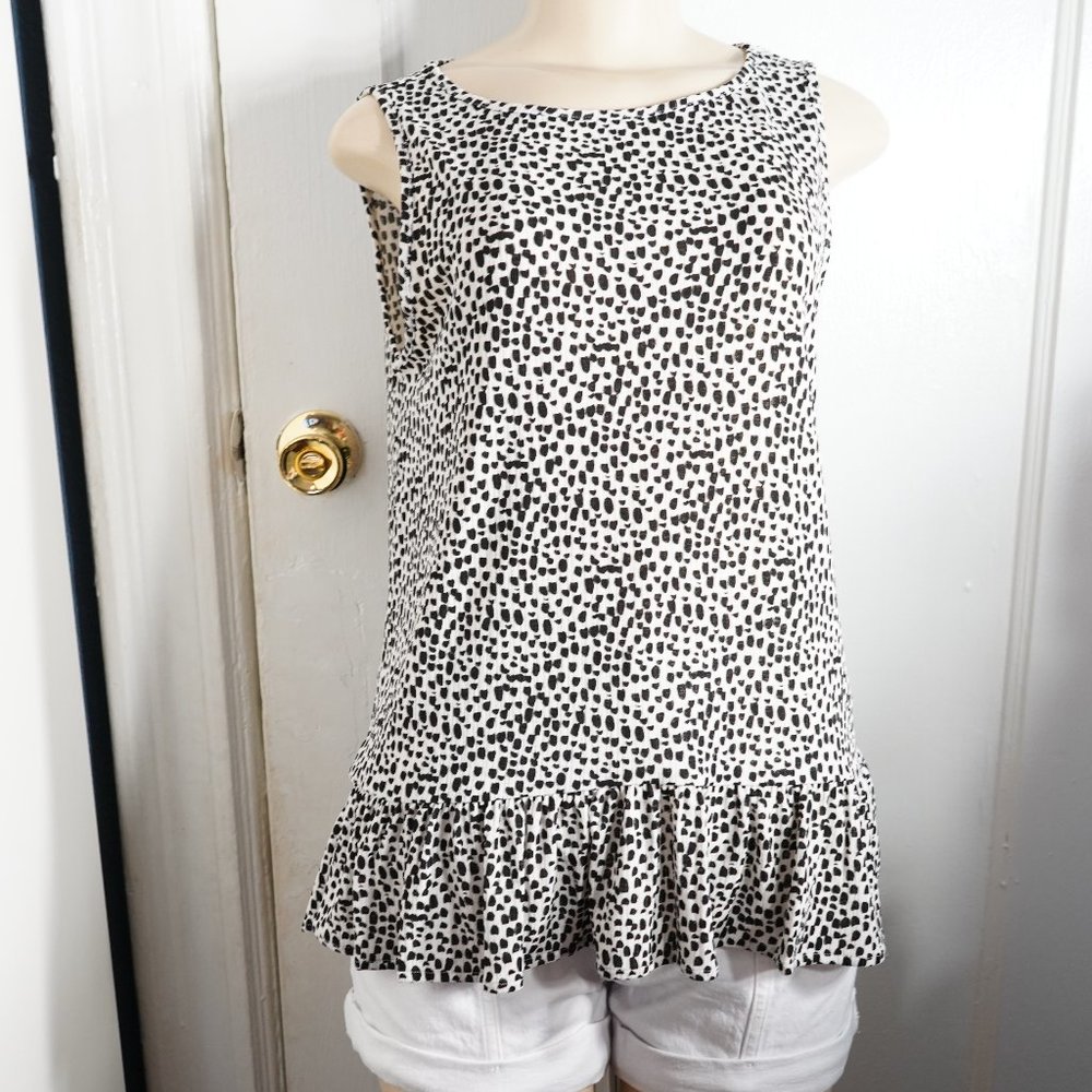 Ribbed Dot Print Peplum Tank Hi-lo SMALL
